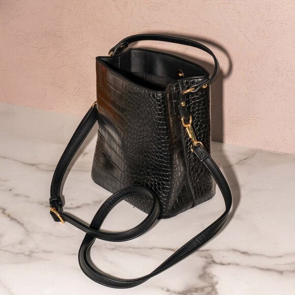 NWOT AOTA All of the Above Elena Croc Vegan Bucket Bag - Picture 6 of 6